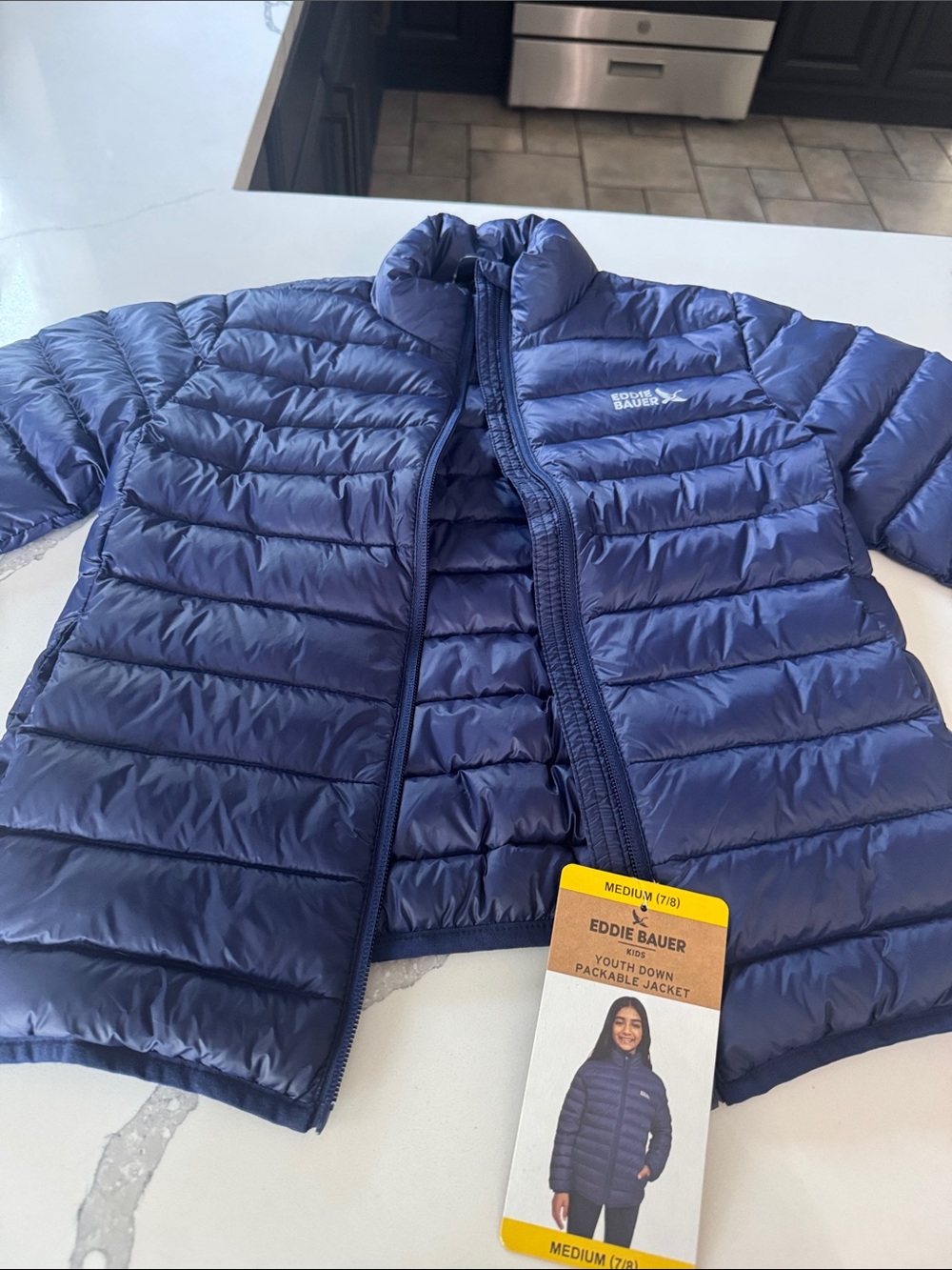 Eddie Bauer Navy Packable Puff Jacket